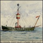 Coloured sketch of the 'Pier Works' titled "The 'Pier Works' lightship - Dover, June 1908." (GUAS Ref: UGC 195/2/12. Copyright reserved.)