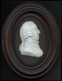 A glass paste sculpture relief medallion of Professor Adam Smith, designed by the Scottish engraver James Tassie, 1789.  Inscription on the base of the cameo says " Adam Smith in his 64th year, 1789".  (Courtesy of the Hunterian Museum and Art Gallery, University of Glasgow.)