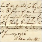 Adam Smith's receipt for money from Principal Stirling's fund, 28th January 1756. (GUAS Ref: GUA 58171. Copyright reserved.)