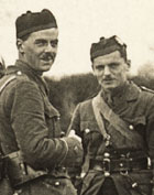 Black and white photograph showing two officers of B Company, 6th Battalion Queen's Own Cameron Highlanders, 1915. (MS Gen 1376/11/2) Links to book of the month article.