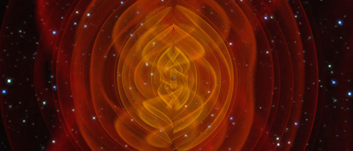 Simulation of gravitational wave emission from merging black holes (NASA/C. Henze)