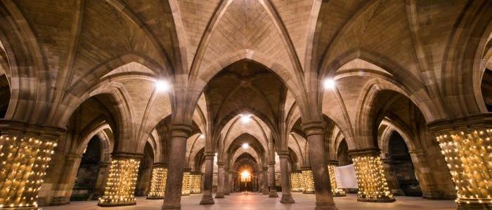 The Cloisters with the lights
