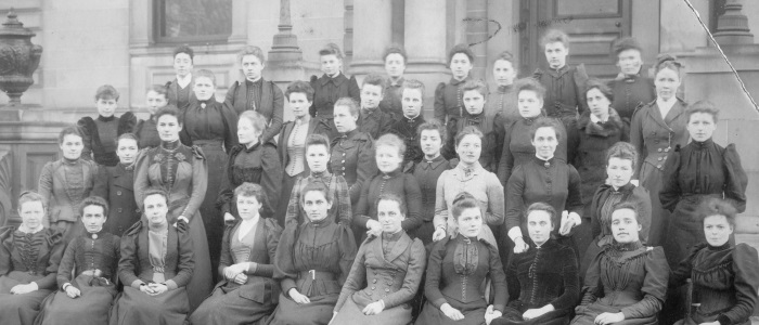 Queen Margaret Medical School students outside QMC 1892-1893  &copy; University of Glasgow Archive Services