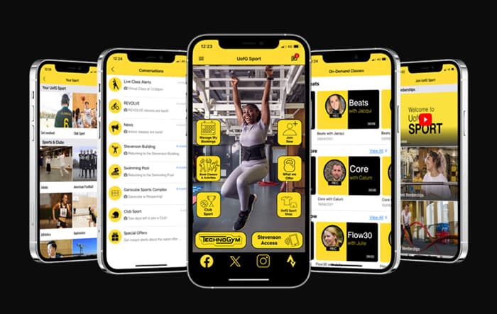 screenshots of the uofg sports app