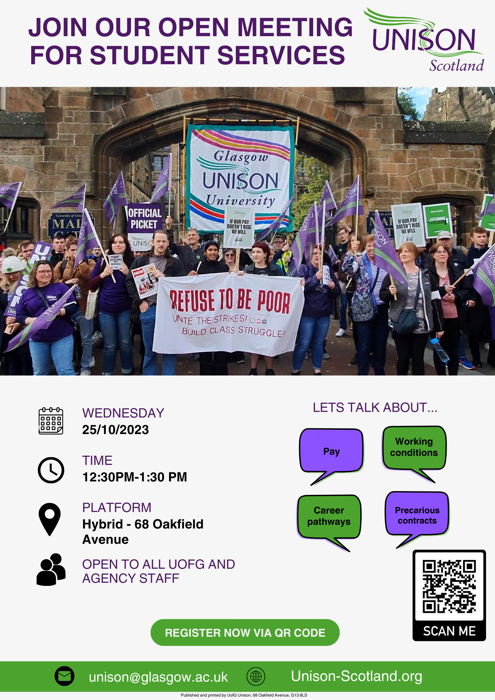 UofG UNISON Student Services poster