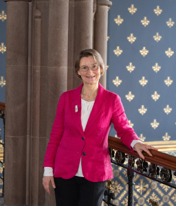 Dame muffy Calder standing in University of Glasgow