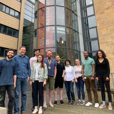 The Wall Lab group stood outside the Sir Graeme Davies Building
