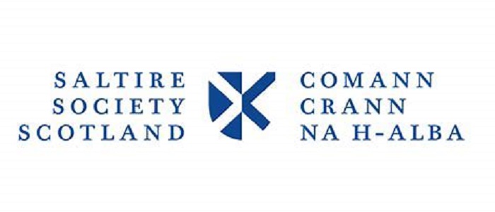 The logo of Saltire Society which has the words Saltire Society in English and Gaelic