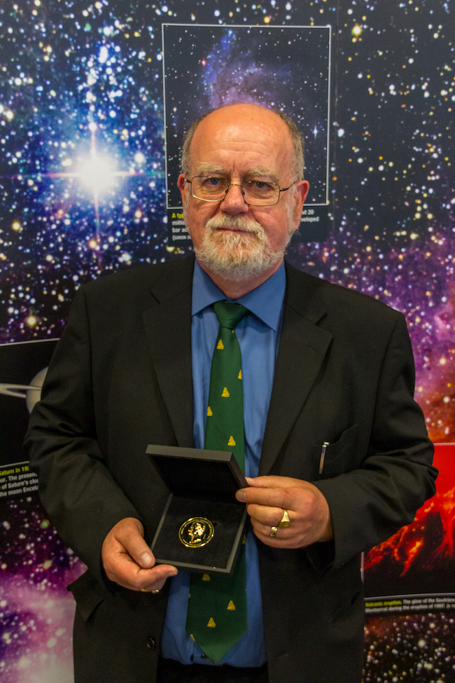 Prof John Campbell Brown receiving the RAS Gold Medal at RAS NAM 2012, photo by Photograph by Mike Peel (www.mikepeel.net)