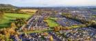 Scottish town in autumn from the air