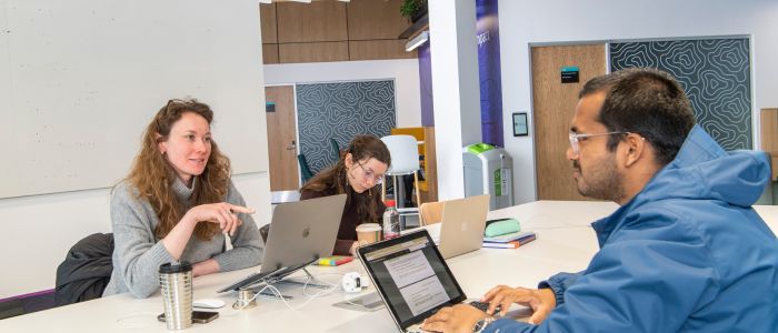 Students studying together in the Clarice Pears building