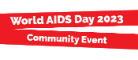 A logo for the World AIDS Day 2023 Event