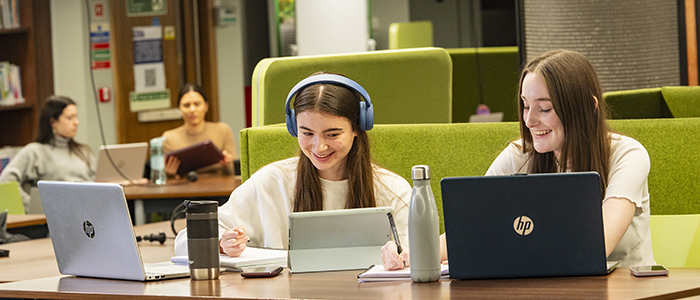 Students studying in the Library