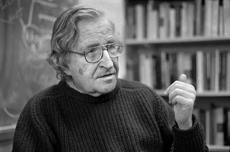 B&W image of Noam Chomsky