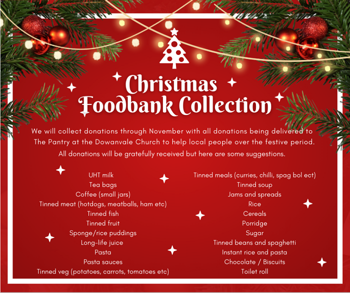 A flyer for the Byres Community Hub Christmas foodbank drive 2023