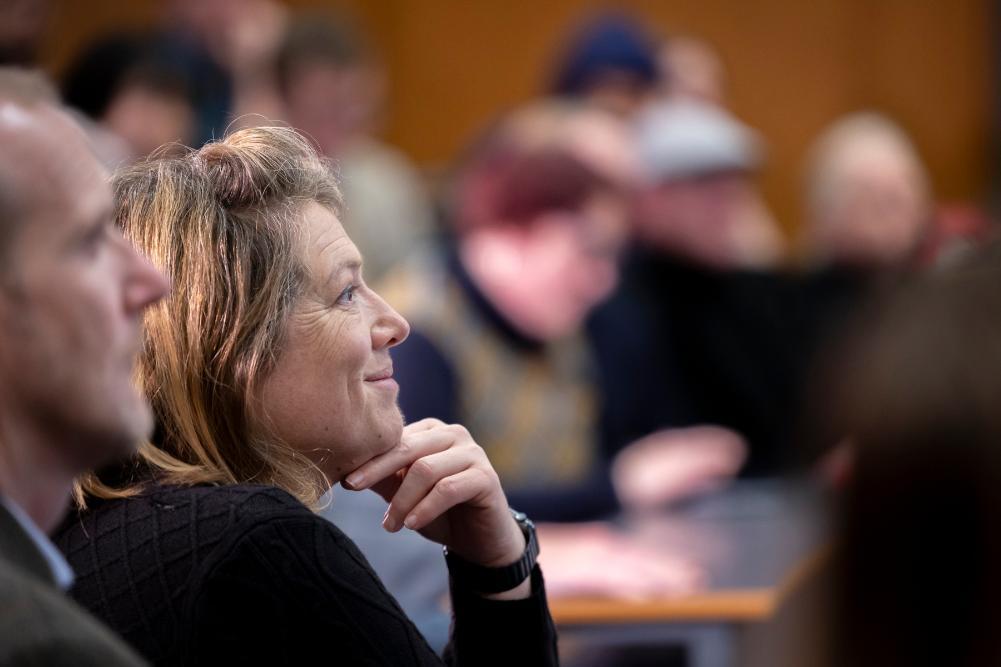 Audience member listening to Christel Fricke during the hunter foundation. Source: Charlotte Morris