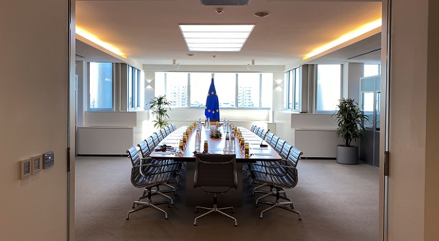 Boardroom table in European Commission office