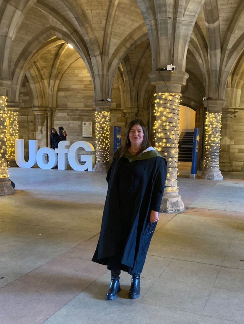 Jen MacDougall in the Cloisters following her award conferral