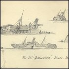 Sketches of the SS Queenswood sinking off Dover, titled 