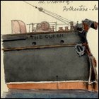 Coloured sketch of the damage to the 'Queen' titled 