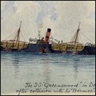 Coloured sketch of the 'SS Greenwood' titled 