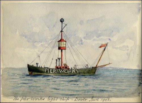 Coloured sketch of the 'Pier Works' titled 