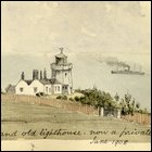 Coloured sketch of the South foreland old lighthouse titled 