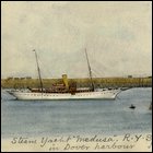 Coloured sketch of the steam yacht 'Medusa' and 'RYS Mr Alfred Farquhar' titled 