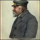 Coloured profile sketch of Captain Davies of the 'SS Garmoyle', titled 