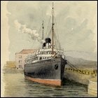 Coloured sketch of the 'SS Victoria' in Dover harbour, titled 