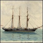 Coloured sketch of the sailing ship 'Sunbeam', titled 