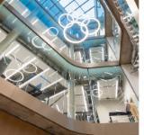 Photo of the Advanced Research Centre, looking upwards towards the research floors