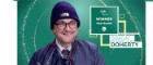 Image of Dr Simon Docherty wearing vet gear on a WVA banner for the One Health Award