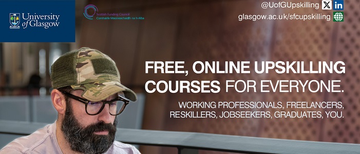 Upskilling poster man with beard and glasses