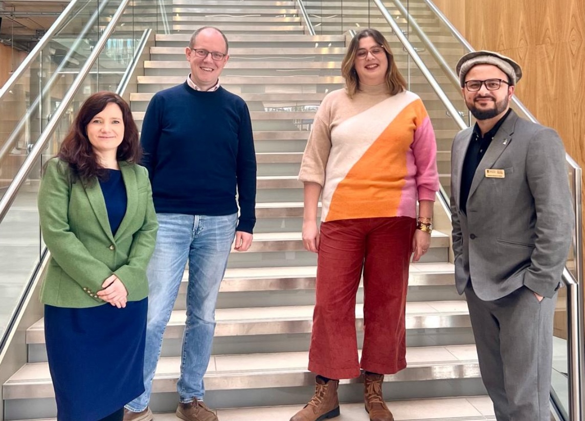 The research leads of the DiveIn CDT (l-r) Prof Caroline Muellenbroich, Prof Ross Forgan, Prof Caroline Gauchotte-Lindsay and Prof Qammer Abbasi 