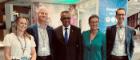Director General Tedros of WHO with staff of the School of Health and Wellbeing including Byres Hub Community Engagement Officer Susan Grant