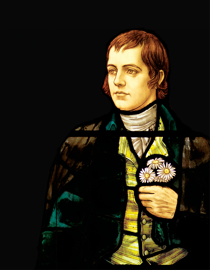Bust of Robert Burns Stained Glass window