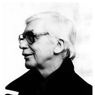 Black and white photo of Edwin Morgan