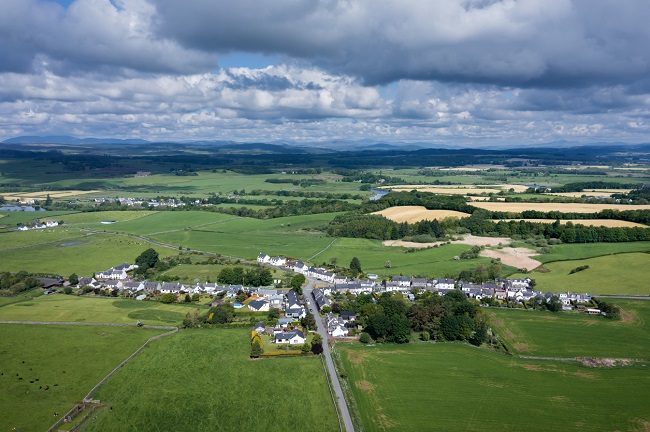 Aerial footage of a rural village