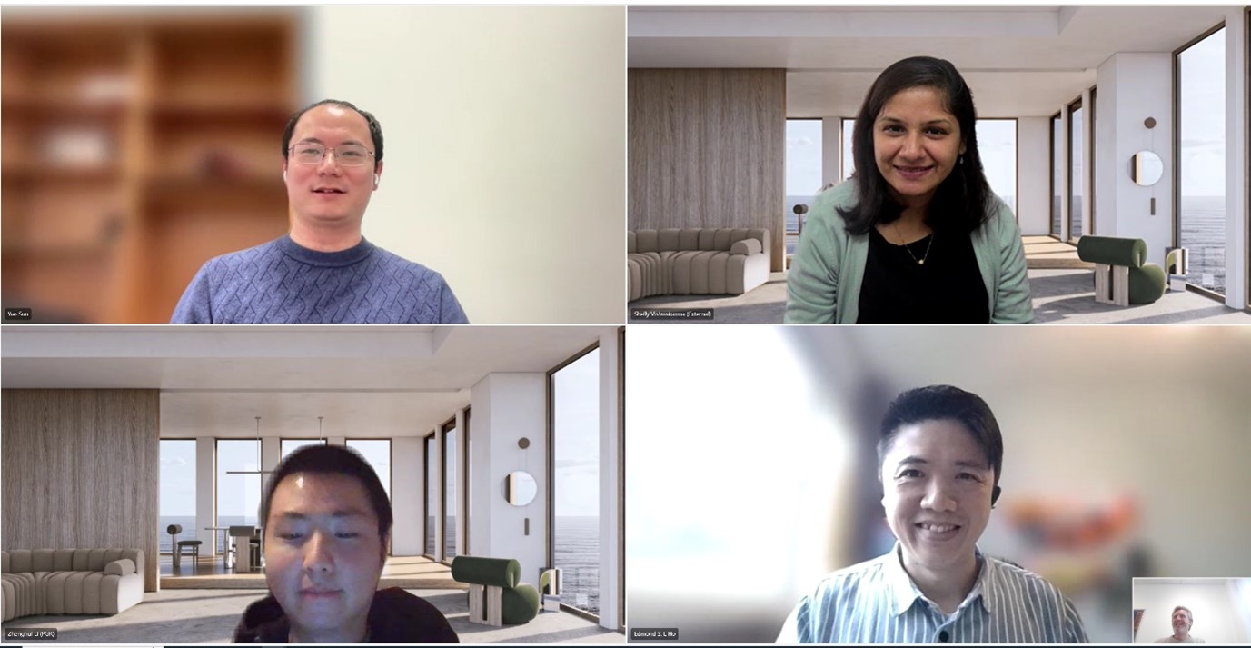 New Doctor Zhenghui Li, and some of his PhD examiners, on Zoom