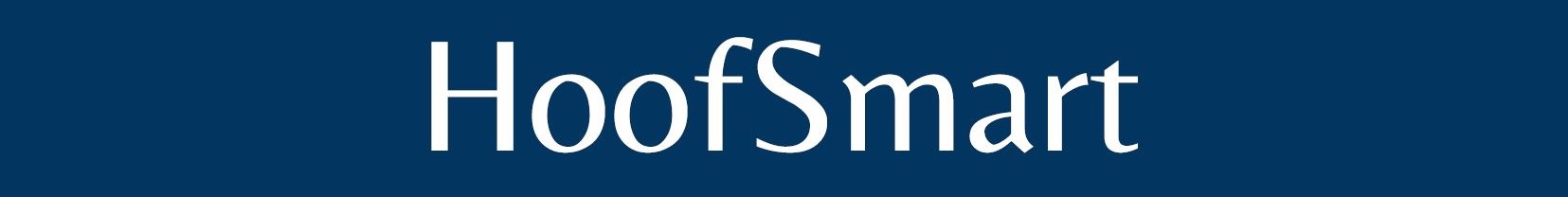 Hoofsmart logo - blue background - hoofsmart work in white font