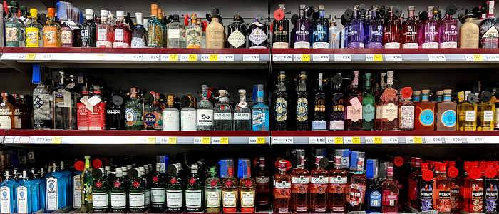 Three alcohol shelves filled with different alcohol. Source: School of Law Ruth O Donnell