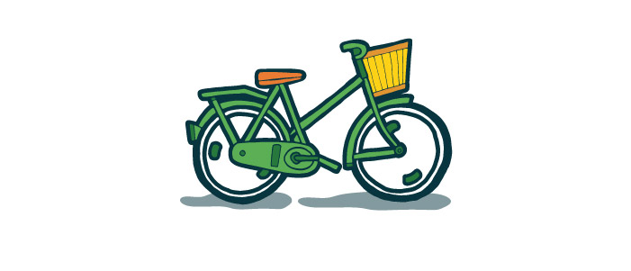 Cartoon image of a bicycle.