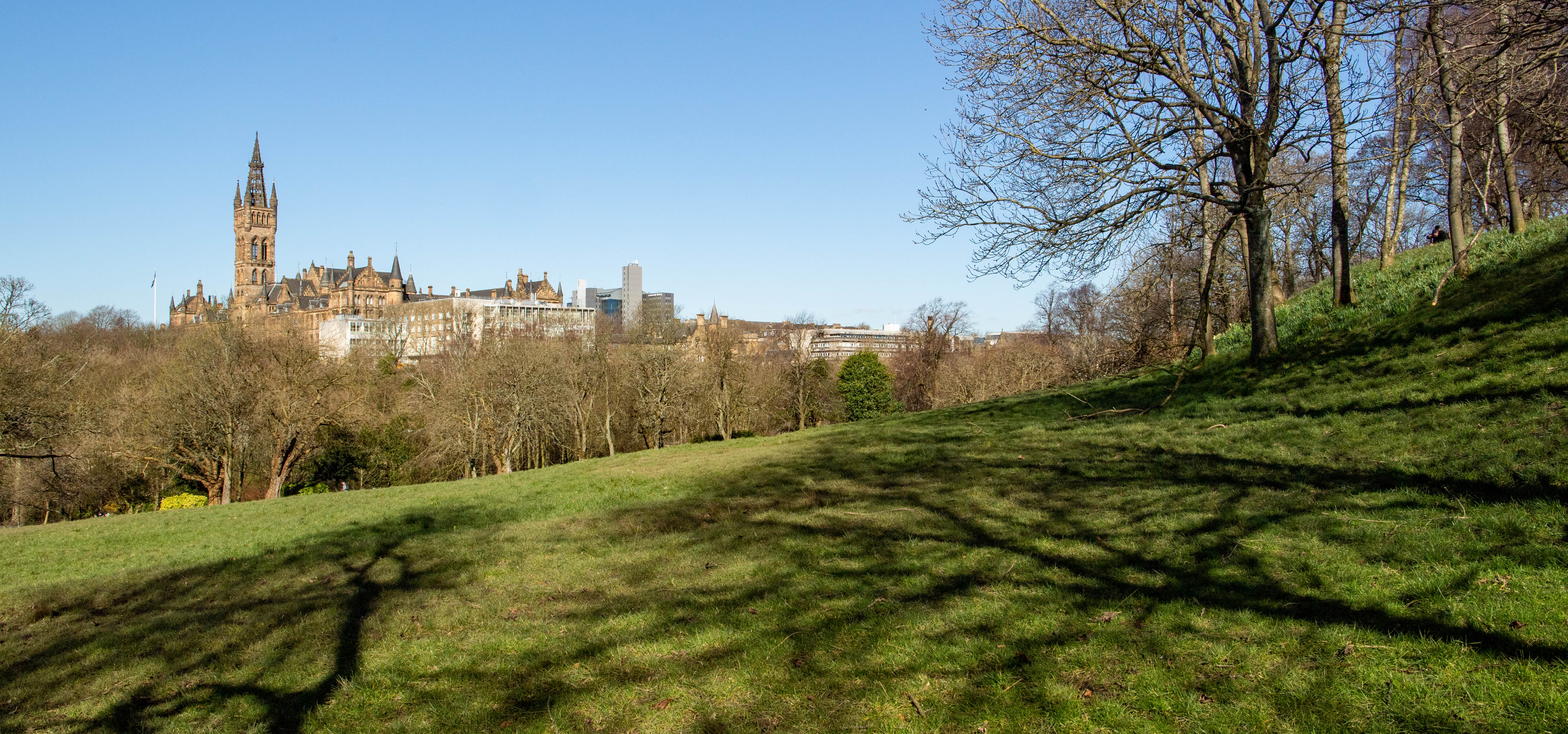 A view of the University of Glasgow from Kelvingrove park