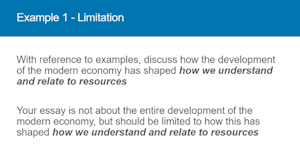 Example slide discussing how to approach an essay question