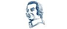 Drawing of Adam Smith's profile in blue on a white background