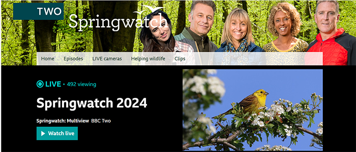 Banner image taken from the BBC Springwatch website featuring presenters