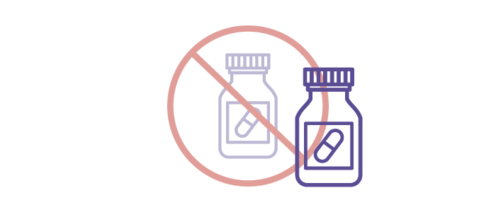 A medicine bottle crossed out and replaced by a different bottle