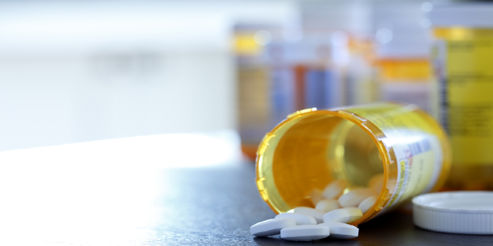 Open bottle of pills