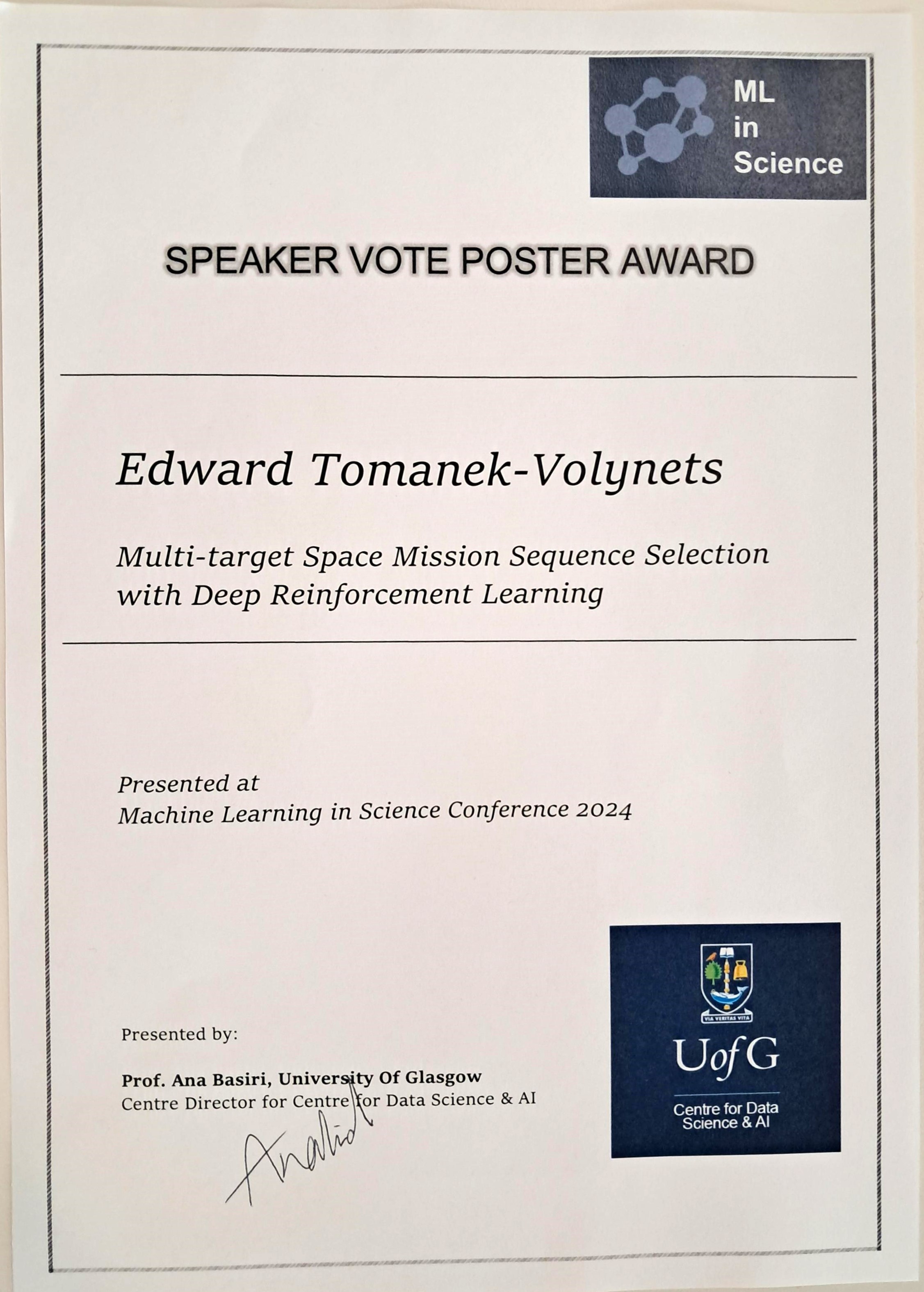 Edward's award at MLiS 2024